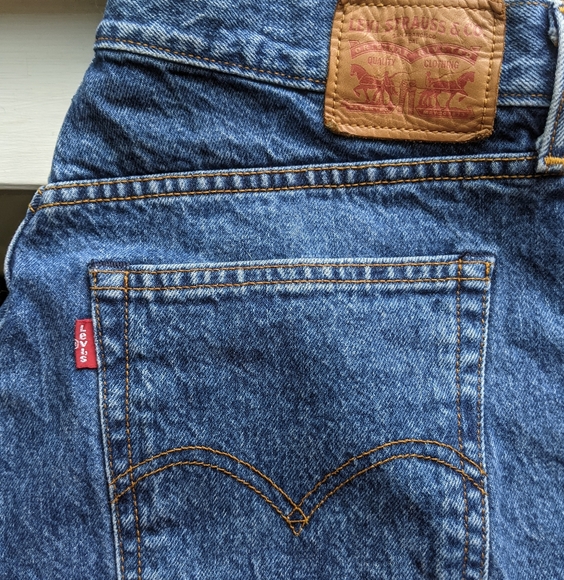 Levi's Selvedge White Oak Cone denim jean shorts 31 medium dark wash RARE - Picture 5 of 7